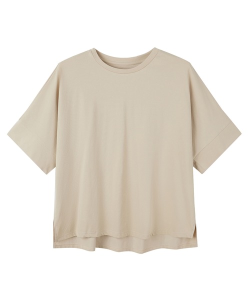 SAISON DE PAPILLON(セゾンドパピヨン)の「クルーネックオーバーシルエット綿混Tシャツ(Tシャツ/カットソー・レディース・ホワイト/ブラック/ベージュ/チャコール・フリー)」の5枚目の写真