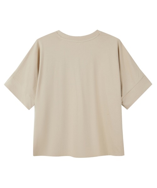 SAISON DE PAPILLON(セゾンドパピヨン)の「クルーネックオーバーシルエット綿混Tシャツ(Tシャツ/カットソー・レディース・ホワイト/ブラック/ベージュ/チャコール・フリー)」の6枚目の写真
