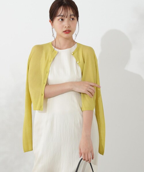 PROPORTION BODY DRESSING（プロポーションボディドレッシング）の「シアーリブショートカーディガン / 1214174300（カーディガン/ボレロ・レディース・ベージュ/ブラック/レッド/イエロー/ホワイト系その他・FREE）」の5枚目の写真