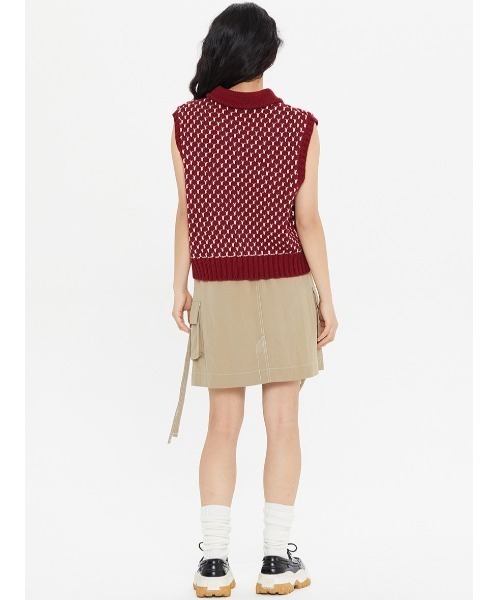 ROMANTIC CROWN(ロマンティッククラウン)の「A'GEM/9 × .kom『ROMANTIC CROWN/ロマンティッククラウン』TWO TONE PATTERN VEST/パターンベスト(ベスト・レディース・ブラック/ボルドー・M/S)」の11枚目の写真