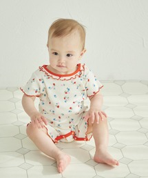 pairmanon | 【ベビー】無地 花柄 配色メロー フリル半袖ロンパース(ロンパース)