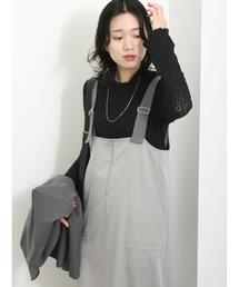 Samansa Mos2 blue | ファスナー付ジャンパースカート(ワンピース)