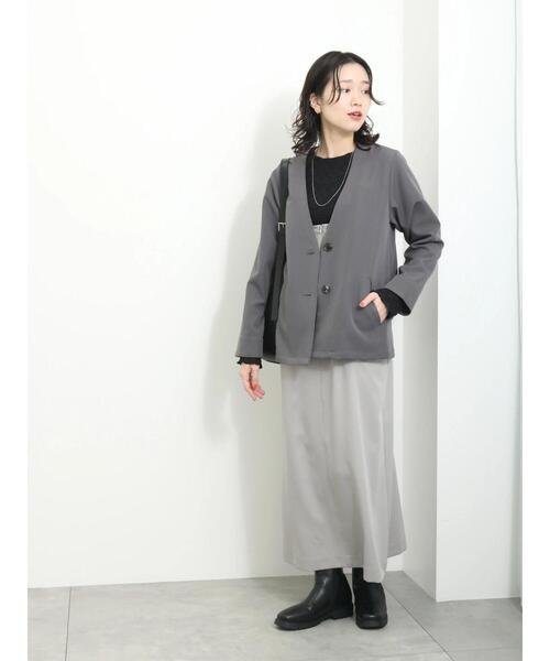 Samansa Mos2 blue（サマンサモスモスブルー）の「ファスナー付ジャンパースカート（ワンピース・レディース・グレー/ブラック/ライトベージュ・F）」の10枚目の写真