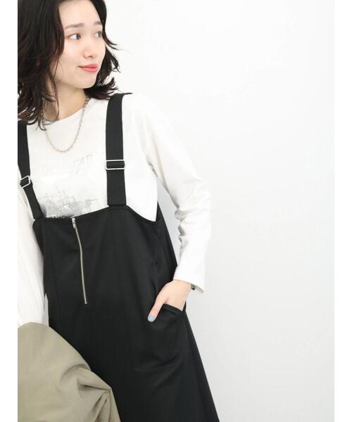 Samansa Mos2 blue（サマンサモスモスブルー）の「ファスナー付ジャンパースカート（ワンピース・レディース・グレー/ブラック/ライトベージュ・F）」の12枚目の写真