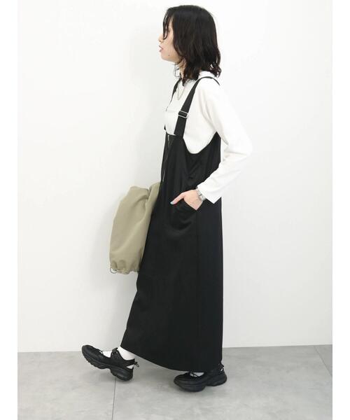 Samansa Mos2 blue（サマンサモスモスブルー）の「ファスナー付ジャンパースカート（ワンピース・レディース・グレー/ブラック/ライトベージュ・F）」の14枚目の写真