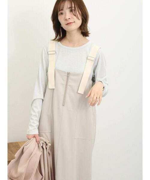 Samansa Mos2 blue（サマンサモスモスブルー）の「ファスナー付ジャンパースカート（ワンピース・レディース・グレー/ブラック/ライトベージュ・F）」の18枚目の写真