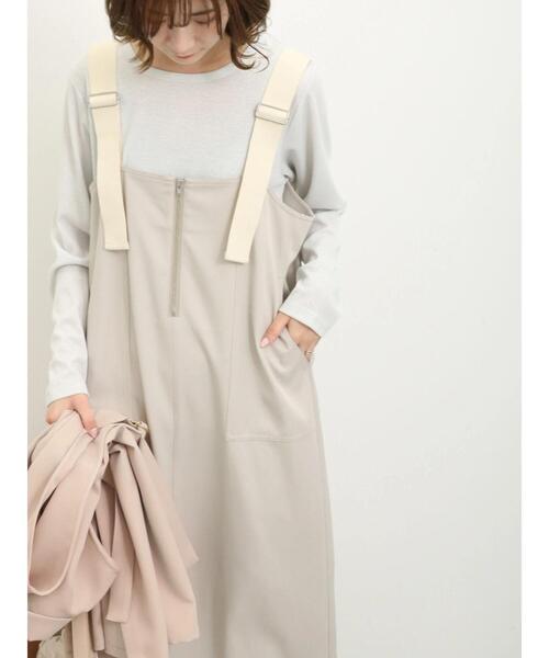 Samansa Mos2 blue（サマンサモスモスブルー）の「ファスナー付ジャンパースカート（ワンピース・レディース・グレー/ブラック/ライトベージュ・F）」の19枚目の写真