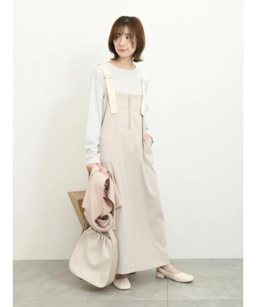 Samansa Mos2 blue（サマンサモスモスブルー）の「ファスナー付ジャンパースカート（ワンピース・レディース・グレー/ブラック/ライトベージュ・F）」の21枚目の写真