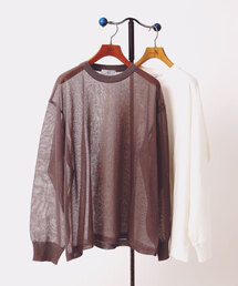 ”ニット1枚 カットソー1枚のセット” テンジク×メッシュニット