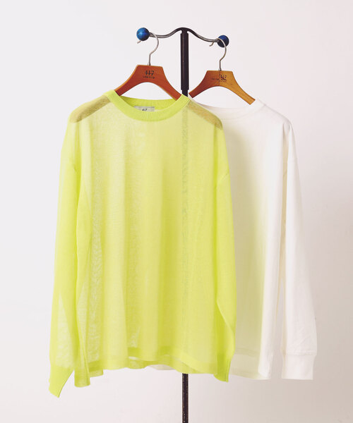 417 EDIFICE（フォーワンセブンエディフィス）の「”ニット1枚 カットソー1枚のセット” テンジク×メッシュニット（Tシャツ/カットソー・メンズ・マルチ/ブルー/ベージュ/イエロー/その他1・MEDIUM/LARGE）」の3枚目の写真