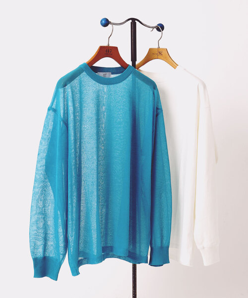 417 EDIFICE（フォーワンセブンエディフィス）の「”ニット1枚 カットソー1枚のセット” テンジク×メッシュニット（Tシャツ/カットソー・メンズ・マルチ/ブルー/ベージュ/イエロー/その他1・MEDIUM/LARGE）」の2枚目の写真
