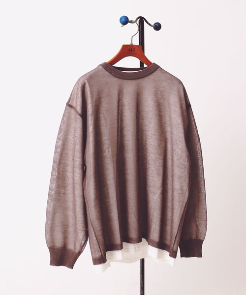 417 EDIFICE（フォーワンセブンエディフィス）の「”ニット1枚 カットソー1枚のセット” テンジク×メッシュニット（Tシャツ/カットソー・メンズ・マルチ/ブルー/ベージュ/イエロー/その他1・MEDIUM/LARGE）」の16枚目の写真