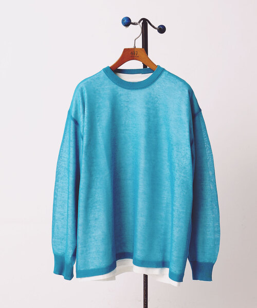 417 EDIFICE（フォーワンセブンエディフィス）の「”ニット1枚 カットソー1枚のセット” テンジク×メッシュニット（Tシャツ/カットソー・メンズ・マルチ/ブルー/ベージュ/イエロー/その他1・MEDIUM/LARGE）」の17枚目の写真