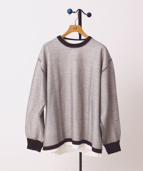 417 EDIFICE（フォーワンセブンエディフィス）の「”ニット1枚 カットソー1枚のセット” テンジク×メッシュニット（Tシャツ/カットソー・メンズ・マルチ/ブルー/ベージュ/イエロー/その他1・MEDIUM/LARGE）」の19枚目の写真