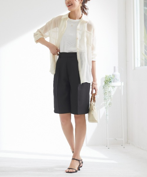 Tuche(トゥシェ)の「Tuche/トゥシェ ストレッチパンツ ダブルクロス ショートパンツ(その他パンツ・レディース・ネイビー/クリーム/ブラック・MEDIUM/LARGE)」の4枚目の写真