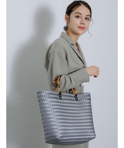 Te chichi(テチチ)の「バンブーハンドルコード編みトートバッグ(ハンドバッグ・レディース・ブラウン/イエロー/グレー・F)」の1枚目の写真