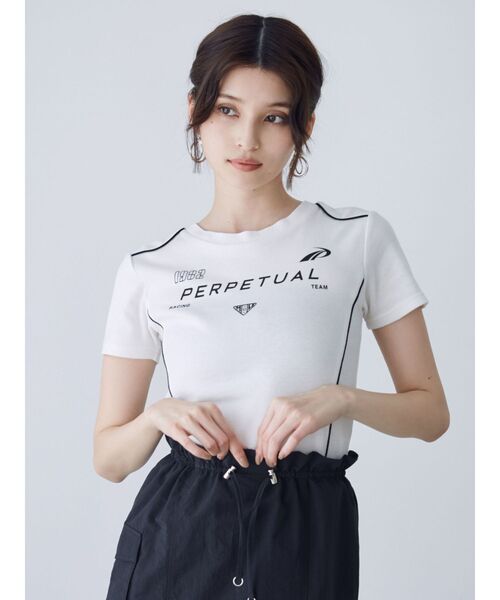 MURUA（ムルーア）の「レーシングミニTシャツ（Tシャツ/カットソー・レディース・ブラック/ホワイト・FREE）」の9枚目の写真