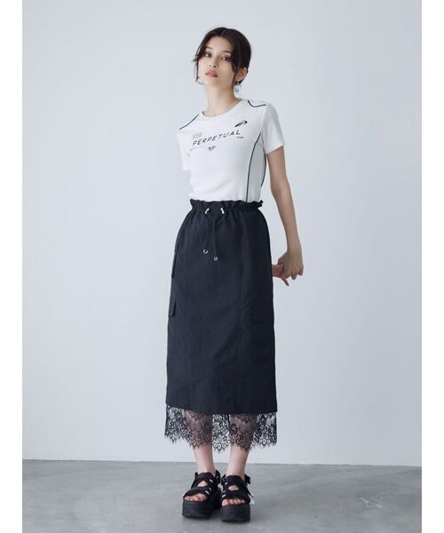 MURUA（ムルーア）の「レーシングミニTシャツ（Tシャツ/カットソー・レディース・ブラック/ホワイト・FREE）」の10枚目の写真