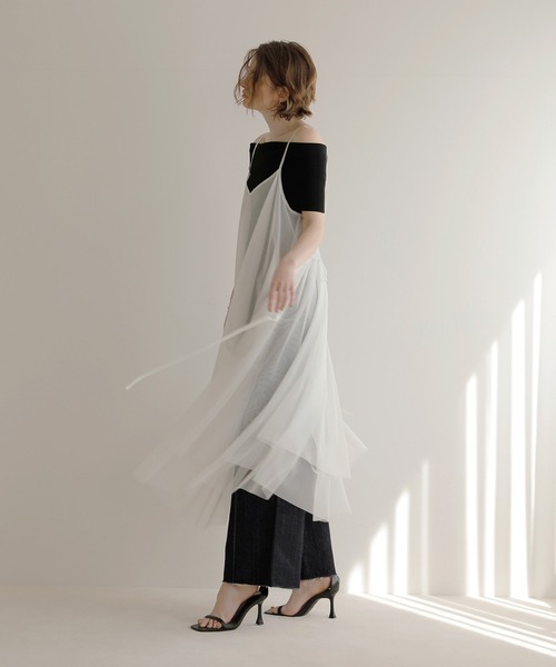 MIELI INVARIANT(ミエリインヴァリアント)の「Mesh Sheer Layer Dress(ワンピース・レディース・ホワイト/ブラック・FREE)」の12枚目の写真