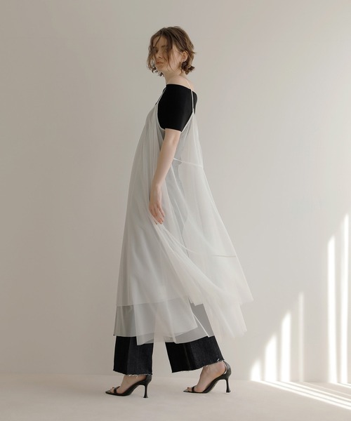 MIELI INVARIANT(ミエリインヴァリアント)の「Mesh Sheer Layer Dress(ワンピース・レディース・ホワイト/ブラック・FREE)」の13枚目の写真