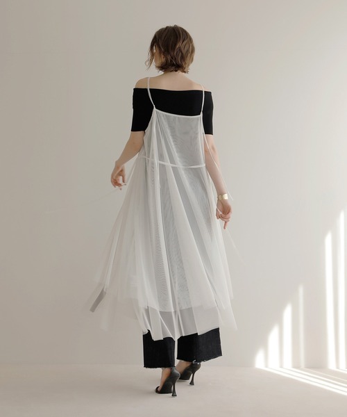 MIELI INVARIANT(ミエリインヴァリアント)の「Mesh Sheer Layer Dress(ワンピース・レディース・ホワイト/ブラック・FREE)」の14枚目の写真