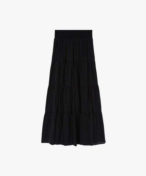 To b. by agnes b.（トゥービーバイアニエスベー）の「コットン フォーティアード スカート（スカート・レディース・ブラック・40/38/36）」の2枚目の写真