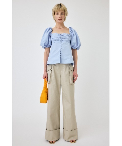 MOUSSY(マウジー)の「OPEN NECK GATHER ブラウス(シャツ/ブラウス・レディース・ブラック/ライトブルー/ホワイト・1/2)」の8枚目の写真
