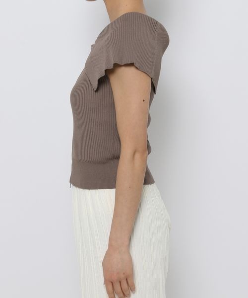 mysty woman（ミスティウーマン）の「ケープカラーZIPニットプルオーバー　121399（ニット/セーター・レディース・モカ/ブラック/オフホワイト・FREE）」の10枚目の写真