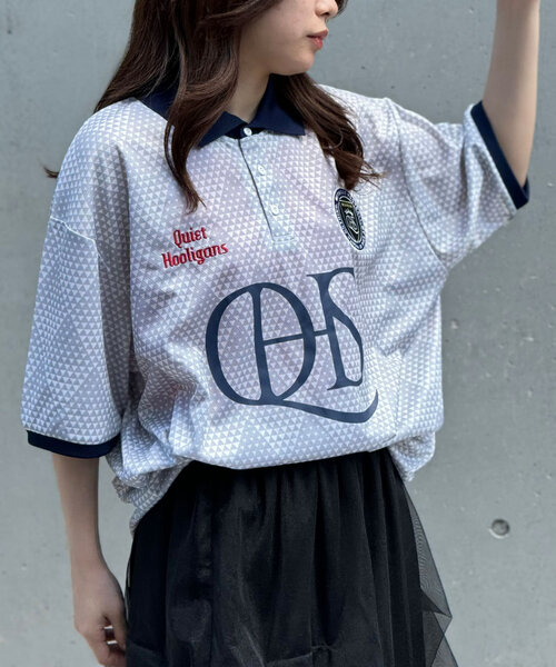 CIAOPANIC(チャオパニック)の「【ユニセックス】襟付きフットボールゲームシャツ(Tシャツ/カットソー・レディース・ホワイト/サックスブルー/ブラック・FREE)」の7枚目の写真