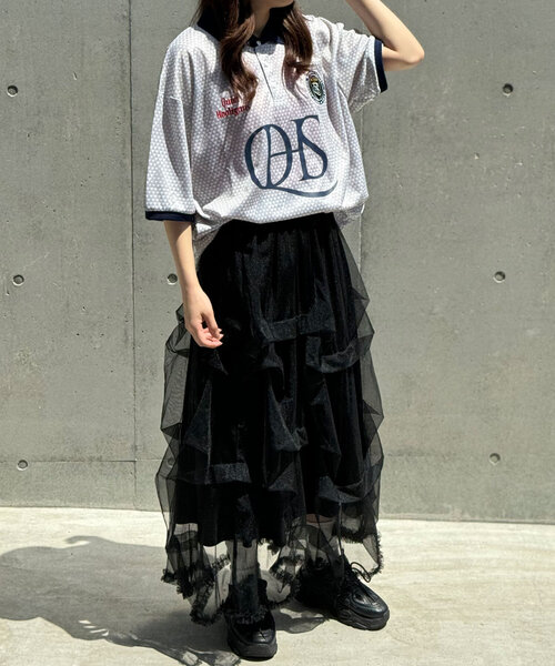 CIAOPANIC(チャオパニック)の「【ユニセックス】襟付きフットボールゲームシャツ(Tシャツ/カットソー・レディース・ホワイト/サックスブルー/ブラック・FREE)」の11枚目の写真