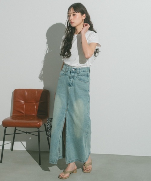 VANNIE U(ヴァニーユー)の「フロントスリットデニムスカート(デニムスカート・レディース・ブルー・FREE)」の9枚目の写真