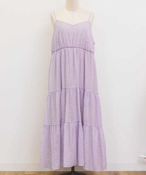 CLETTE(クレット)の「シアーチェックティアードキャミワンピース(ワンピース・レディース・ラベンダー/ブラック・4L/3L/LL)」の14枚目の写真