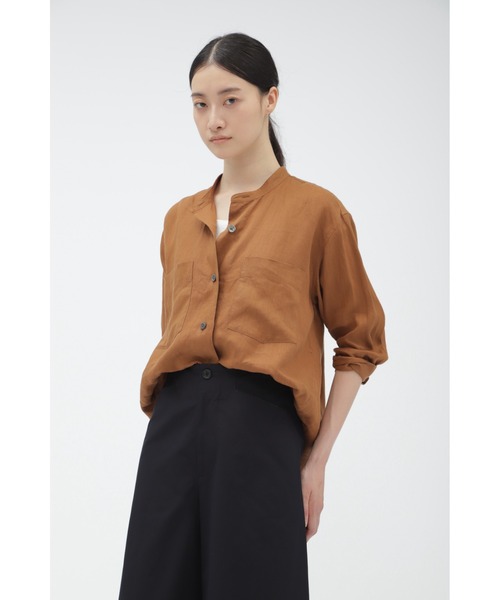 【レア】近年 カシミヤ コットン ブラウス マーガレットハウエル ショールカラー レア】近年 カシミヤ コットン ブラウス マーガレットハウエル