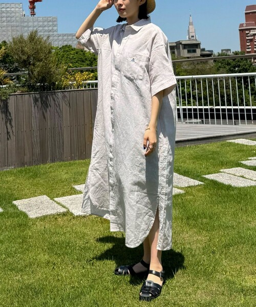 GEVACO（ゲバコ）の「【GEVACO/ゲバコ】綿麻SSシャツワンピース（シャツワンピース・レディース・イエロー系その他/ブルー系その他/ブラック系その他/ベージュ系その他・38）」の3枚目の写真