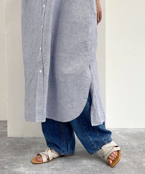 GEVACO（ゲバコ）の「【GEVACO/ゲバコ】綿麻SSシャツワンピース（シャツワンピース・レディース・イエロー系その他/ブルー系その他/ブラック系その他/ベージュ系その他・38）」の10枚目の写真