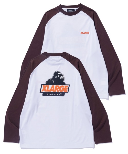 XLARGE（エクストララージ）の「SLANTED OG RAGLAN L/S TEE（Tシャツ/カットソー・メンズ・グリーン/ネイビー/ブラウン/ブラック・S/M/L/XL）」の2枚目の写真