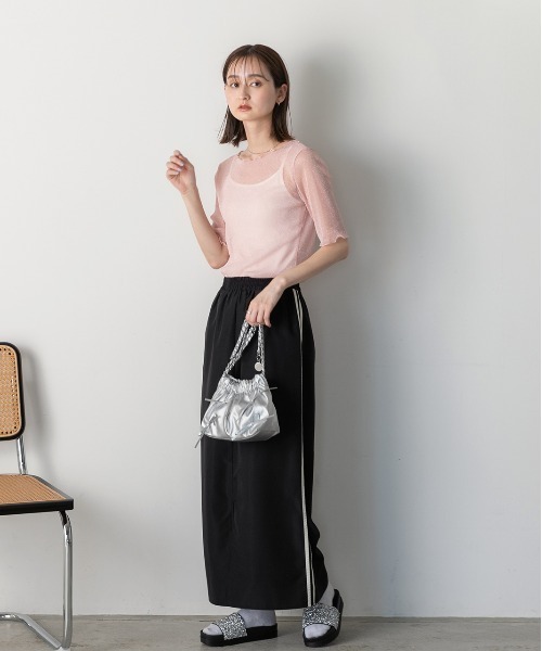 ad thie（アドティエ）の「メローデザイン ラメシアートップス（Tシャツ/カットソー・レディース・シルバー/ピンク/グレー/ブラック・FREE）」の11枚目の写真