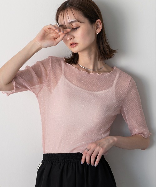 ad thie（アドティエ）の「メローデザイン ラメシアートップス（Tシャツ/カットソー・レディース・シルバー/ピンク/グレー/ブラック・FREE）」の12枚目の写真