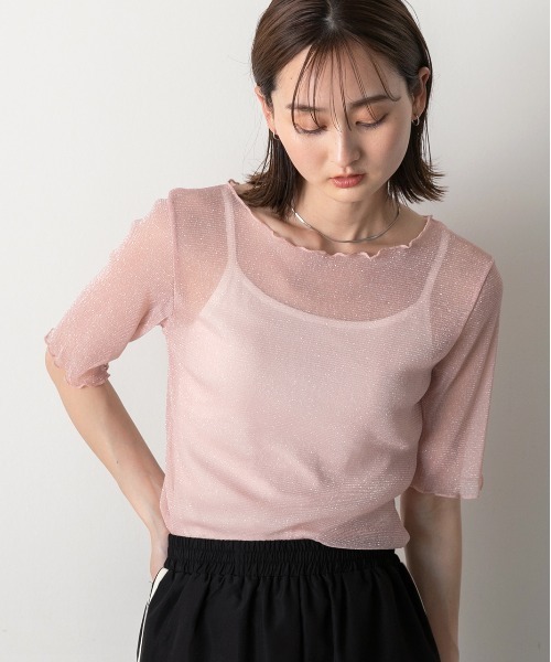 ad thie（アドティエ）の「メローデザイン ラメシアートップス（Tシャツ/カットソー・レディース・シルバー/ピンク/グレー/ブラック・FREE）」の14枚目の写真