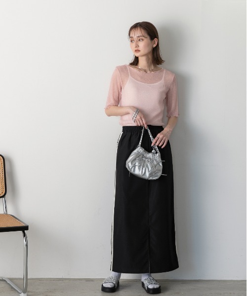 ad thie（アドティエ）の「メローデザイン ラメシアートップス（Tシャツ/カットソー・レディース・シルバー/ピンク/グレー/ブラック・FREE）」の15枚目の写真