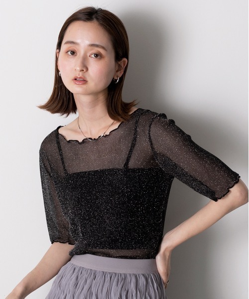ad thie（アドティエ）の「メローデザイン ラメシアートップス（Tシャツ/カットソー・レディース・シルバー/ピンク/グレー/ブラック・FREE）」の18枚目の写真