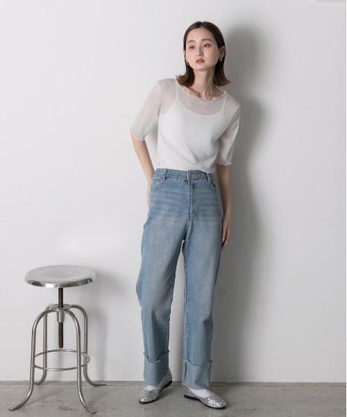 ad thie（アドティエ）の「メローデザイン ラメシアートップス（Tシャツ/カットソー・レディース・シルバー/ピンク/グレー/ブラック・FREE）」の22枚目の写真