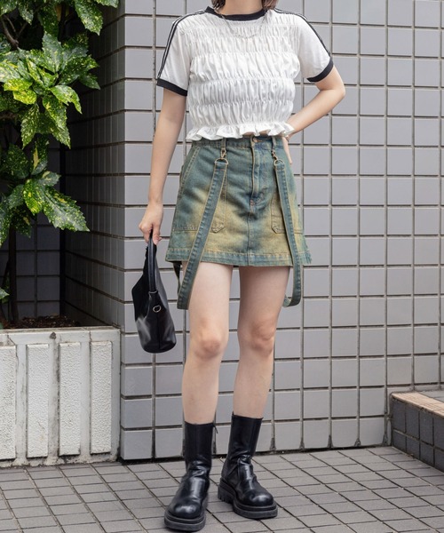 WEGO（ウィゴー）の「WEGO/ヴィンテージウォッシュサス付スカパン（スカート・レディース・ブルー系1/ブラック/その他1・FREE）」の22枚目の写真