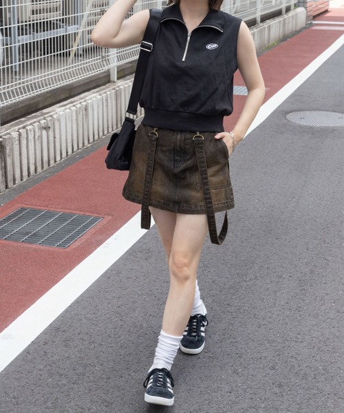 WEGO（ウィゴー）の「WEGO/ヴィンテージウォッシュサス付スカパン（スカート・レディース・ブルー系1/ブラック/その他1・FREE）」の21枚目の写真