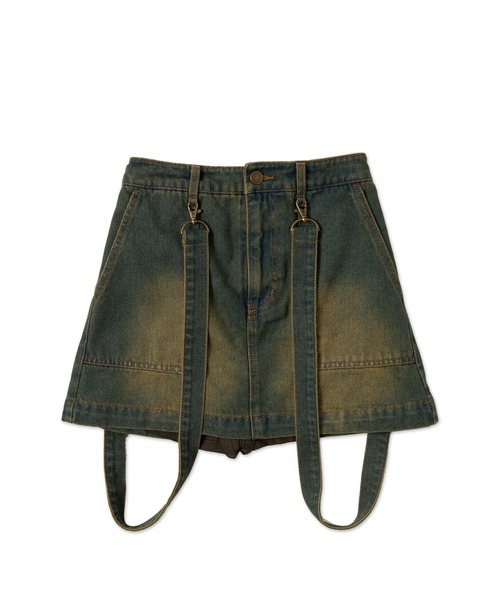 WEGO（ウィゴー）の「WEGO/ヴィンテージウォッシュサス付スカパン（スカート・レディース・ブルー系1/ブラック/その他1・FREE）」の11枚目の写真