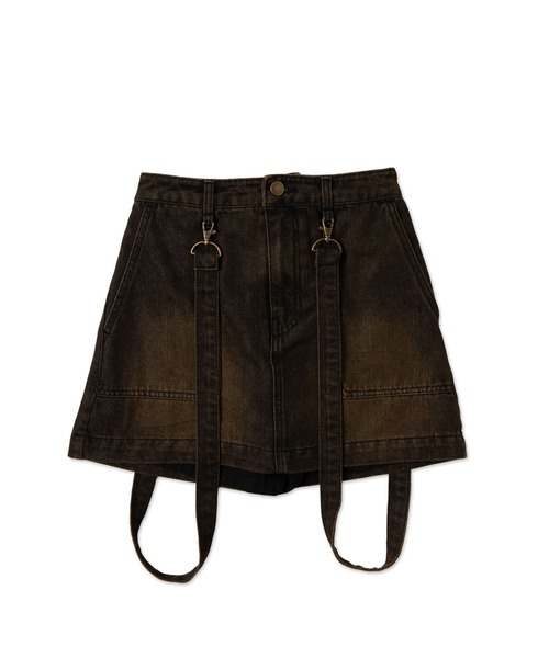 WEGO（ウィゴー）の「WEGO/ヴィンテージウォッシュサス付スカパン（スカート・レディース・ブルー系1/ブラック/その他1・FREE）」の12枚目の写真