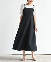 BACKリボンふくれジャガードキャミワンピース