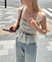 ビスチェセットチュールペプラムタンクトップ