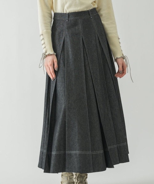 idem(イデム)の「made in Japan tuck denim skirt/日本製デニムスカート(デニムスカート・レディース・ブラック・SMALL/FREE)」の9枚目の写真
