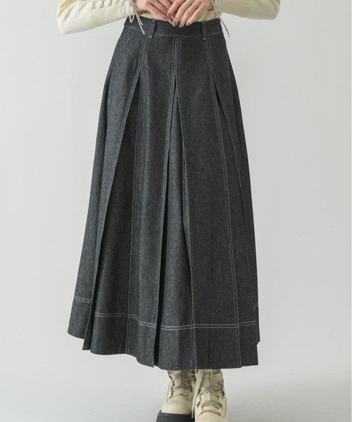 idem(イデム)の「made in Japan tuck denim skirt/日本製デニムスカート(デニムスカート・レディース・ブラック・SMALL/FREE)」の10枚目の写真